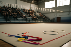 Pedana del Cepard preparada para el Nacional de Clubes de gimnasia rítmica en Posadas
