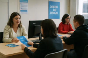 Atención en la Oficina Municipal de Empleo de Posadas con postulantes y personal administrativo