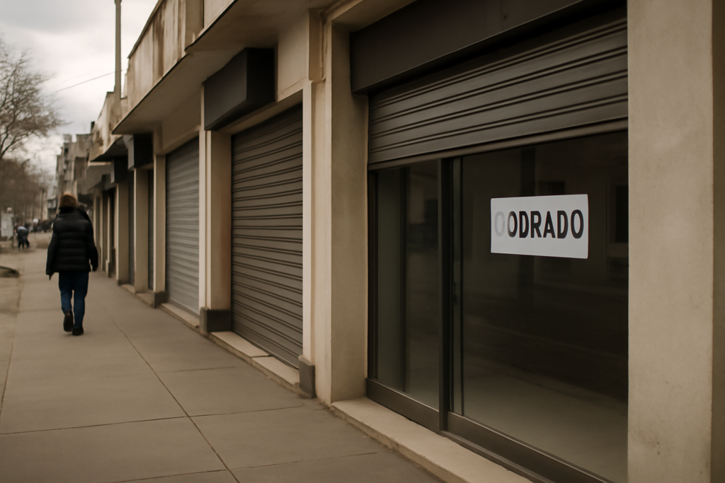 Locales cerrados en una calle comercial en Misiones, ilustrando empresas perdidas en Misiones