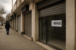 Locales cerrados en una calle comercial en Misiones, ilustrando empresas perdidas en Misiones
