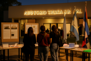 Exposición de trabajos escolares en el Festival Juvenil de Memoria y Derechos en Posadas