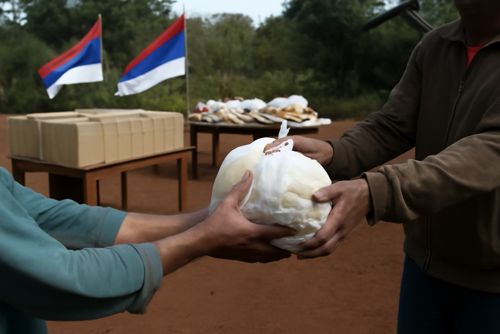 Entrega de asistencia a tareferos en Misiones con cajas de alimentos