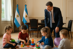 Niños y autoridades en Casa de Gobierno en encuentro por el Día del Estudiante; Passalacqua a los estudiantes